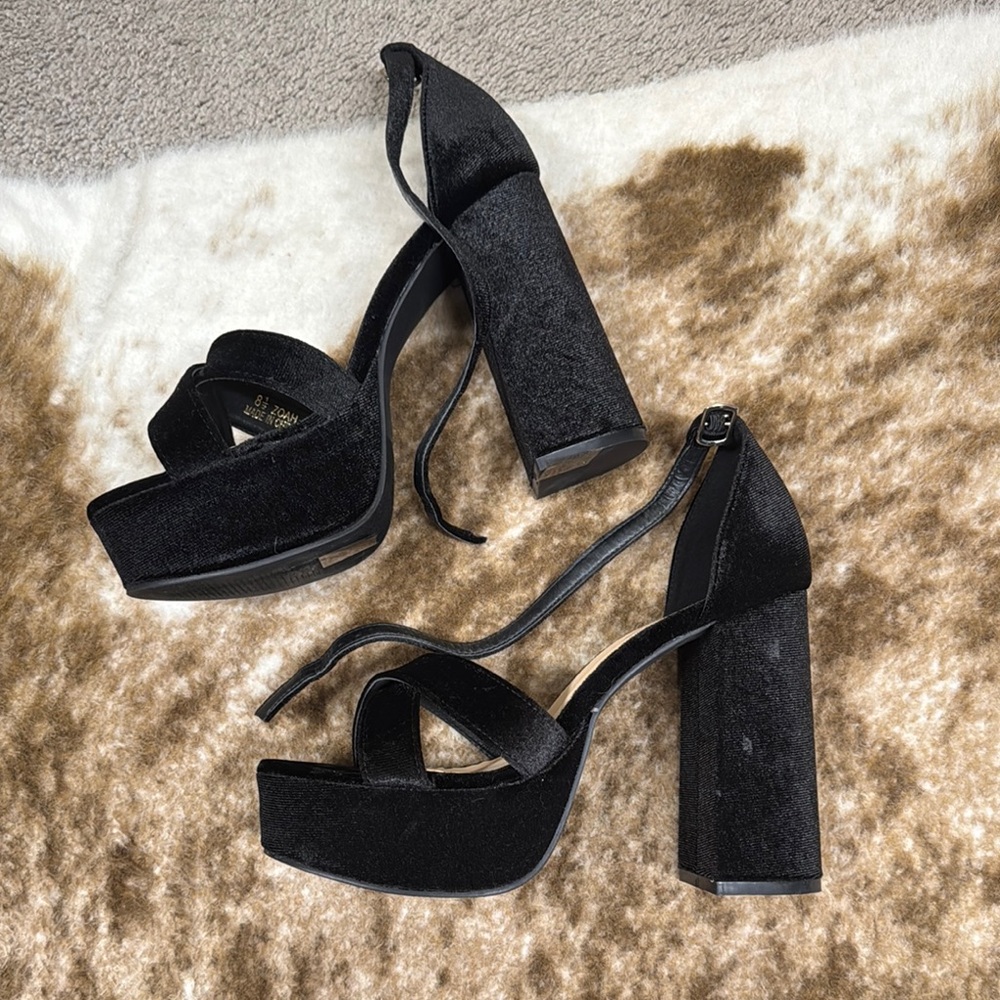 Velvet Black Platform Heels size 8.5